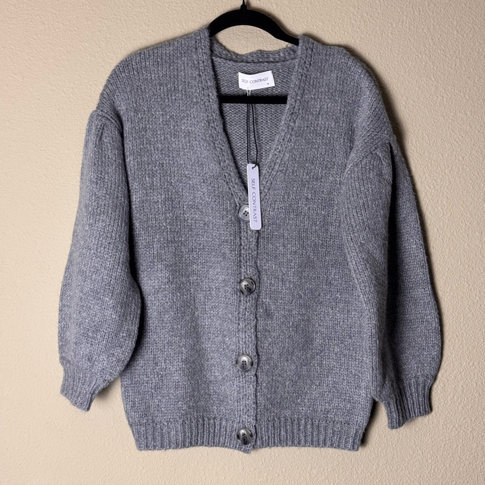 NWT SELF CONTRAST ANTHROPOLOGIE GRAY XS CARDIGAN #50